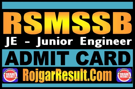 RSMSSB JE Admit Card 2025