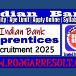 Indian Bank Apprentices Online Form 2025 for 1500 Post