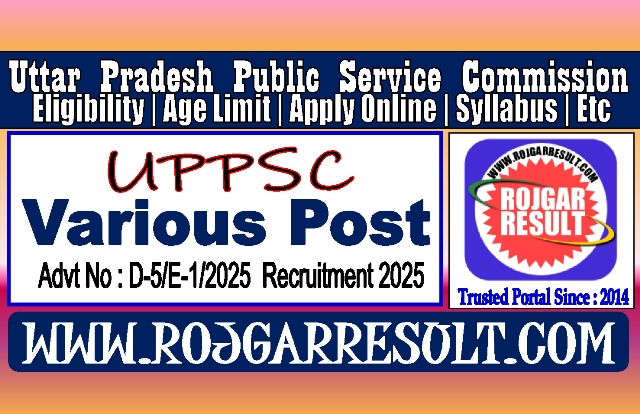UPPSC Various Post Direct Recruitment 2025 Online Form