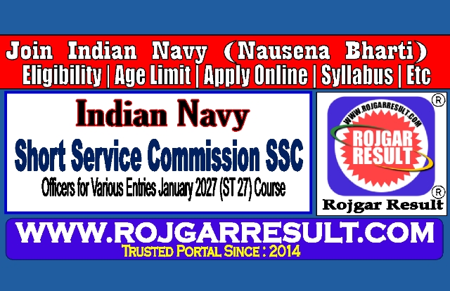 Indian Navy SSC Officers Entry Online Form 2026 for 260 Post