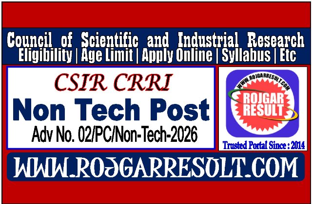 CSIR CRRI Non Tech Post Online Form 2026